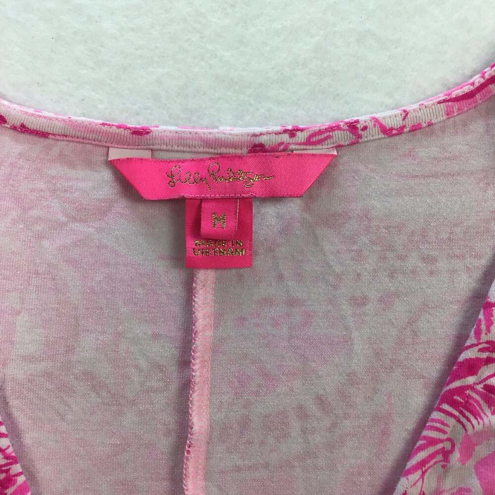 Lilly Pulitzer Chace Faux Wrap Dress Pink Blossom Palm Beach Paradise Medium - Picture 5 of 11